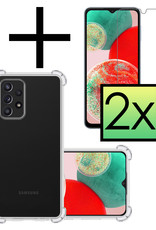NoXx Hoes Geschikt voor Samsung A23 Hoesje Siliconen Cover Shock Proof Back Case Shockproof Hoes Met 2x Screenprotector - Transparant