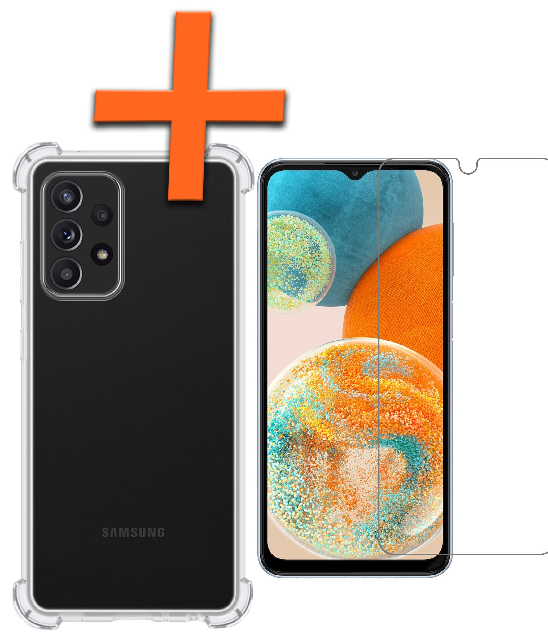 Nomfy Hoesje Geschikt voor Samsung A23 Hoesje Shock Proof Cover Case Shockproof Met Screenprotector - Hoes Geschikt voor Samsung Galaxy A23 Hoes Siliconen Back Case - Transparant