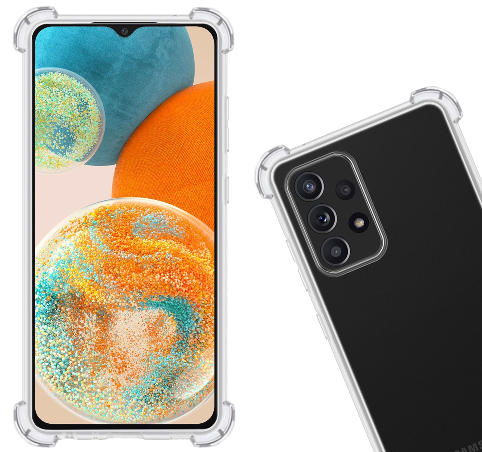 Nomfy Hoesje Geschikt voor Samsung A23 Hoesje Shock Proof Cover Case Shockproof Met 2x Screenprotector - Hoes Geschikt voor Samsung Galaxy A23 Hoes Siliconen Back Case - Transparant