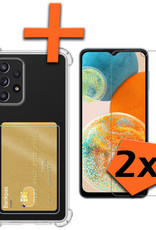Nomfy Hoesje Geschikt voor Samsung A23 Hoesje Pasjeshouder Shockproof Pas Houder Met 2x Screenprotector - Hoesje Geschikt voor Samsung Galaxy A23 Hoes Met Kaarthouder - Transparant