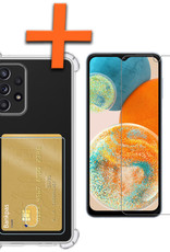 Nomfy Hoesje Geschikt voor Samsung A23 Hoesje Pasjeshouder Shockproof Pas Houder Met Screenprotector - Hoesje Geschikt voor Samsung Galaxy A23 Hoes Met Kaarthouder - Transparant