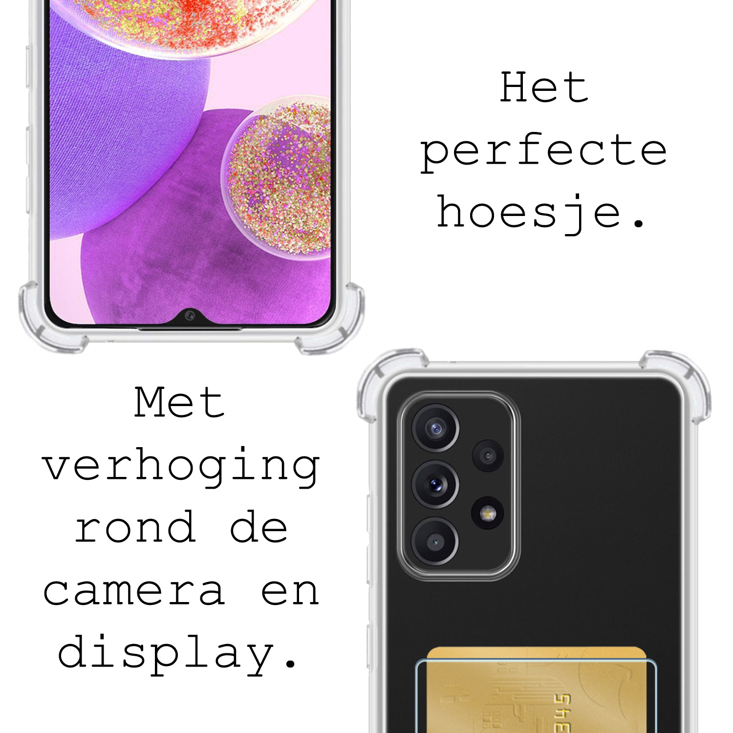 BASEY. Hoes Geschikt voor Samsung A23 Hoesje Shock Proof Case Hoes Met Screenprotector - Hoesje Geschikt voor Samsung Galaxy A23 Hoes Cover Shockproof - Transparant