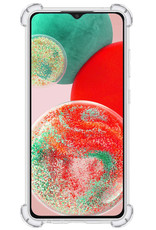 NoXx Hoes Geschikt voor Samsung A23 Hoesje Pasjeshouder Cover Shock Proof Case Siliconen Hoes Met Kaarthouder Met Screenprotector - Transparant