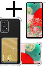NoXx Hoes Geschikt voor Samsung A23 Hoesje Pasjeshouder Cover Shock Proof Case Siliconen Hoes Met Kaarthouder Met Screenprotector - Transparant