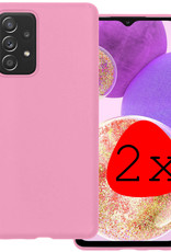 BASEY. Hoes Geschikt voor Samsung A23 Hoesje Siliconen Back Cover Case - Hoesje Geschikt voor Samsung Galaxy A23 Hoes Cover Hoesje - Lichtroze - 2 Stuks