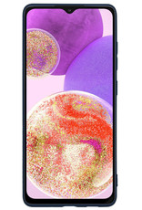 BASEY. Hoes Geschikt voor Samsung A23 Hoesje Siliconen Back Cover Case Met Screenprotector - Hoesje Geschikt voor Samsung Galaxy A23 Hoes Cover Hoesje - Donkerblauw
