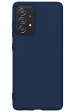BASEY. Hoes Geschikt voor Samsung A23 Hoesje Siliconen Back Cover Case Met Screenprotector - Hoesje Geschikt voor Samsung Galaxy A23 Hoes Cover Hoesje - Donkerblauw