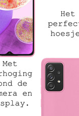 BASEY. Hoes Geschikt voor Samsung A23 Hoesje Siliconen Back Cover Case Met Screenprotector - Hoesje Geschikt voor Samsung Galaxy A23 Hoes Cover Hoesje - Lichtroze