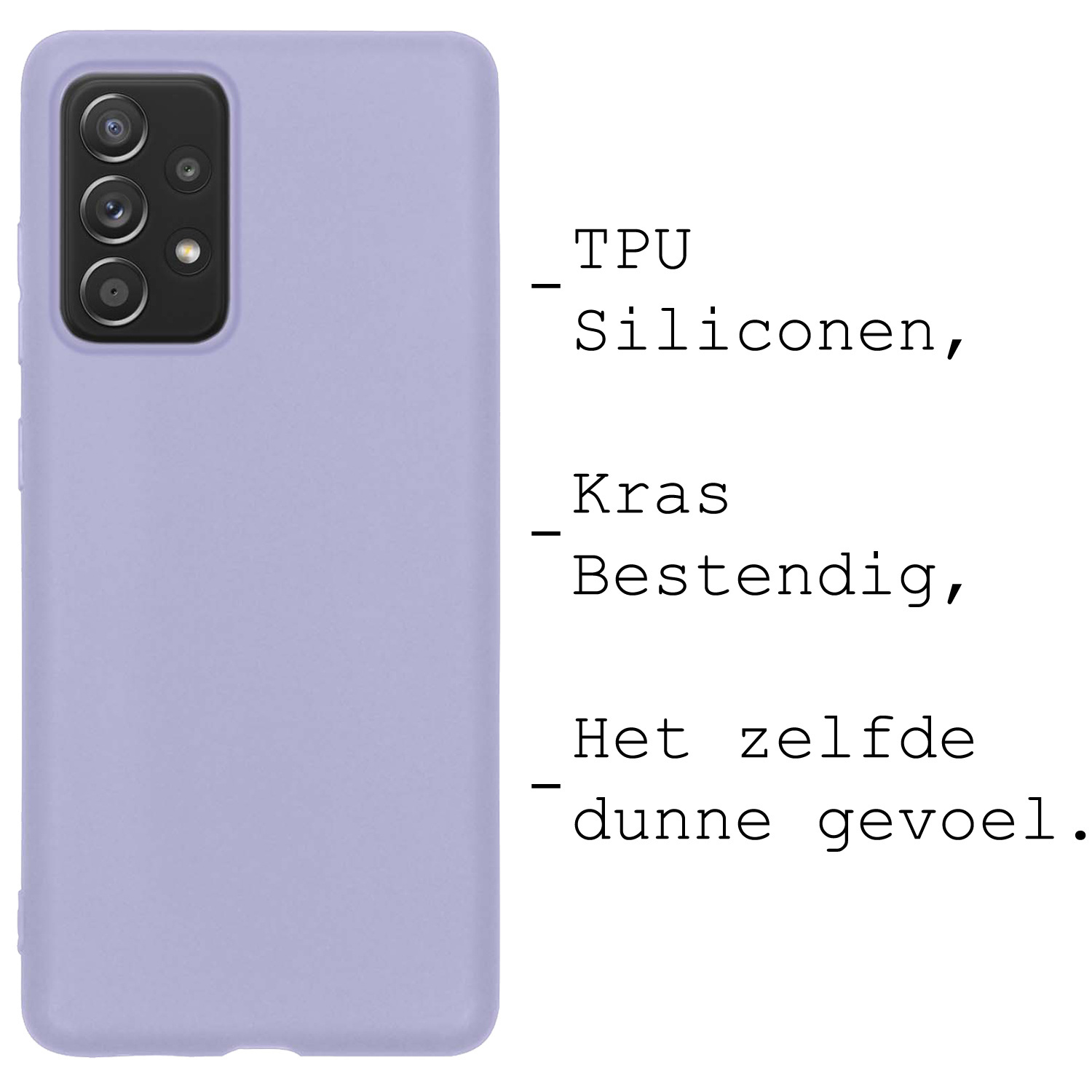 BASEY. Hoes Geschikt voor Samsung A23 Hoesje Siliconen Back Cover Case Met Screenprotector - Hoesje Geschikt voor Samsung Galaxy A23 Hoes Cover Hoesje - Lila