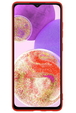 BASEY. Hoes Geschikt voor Samsung A23 Hoesje Siliconen Back Cover Case Met Screenprotector - Hoesje Geschikt voor Samsung Galaxy A23 Hoes Cover Hoesje - Rood