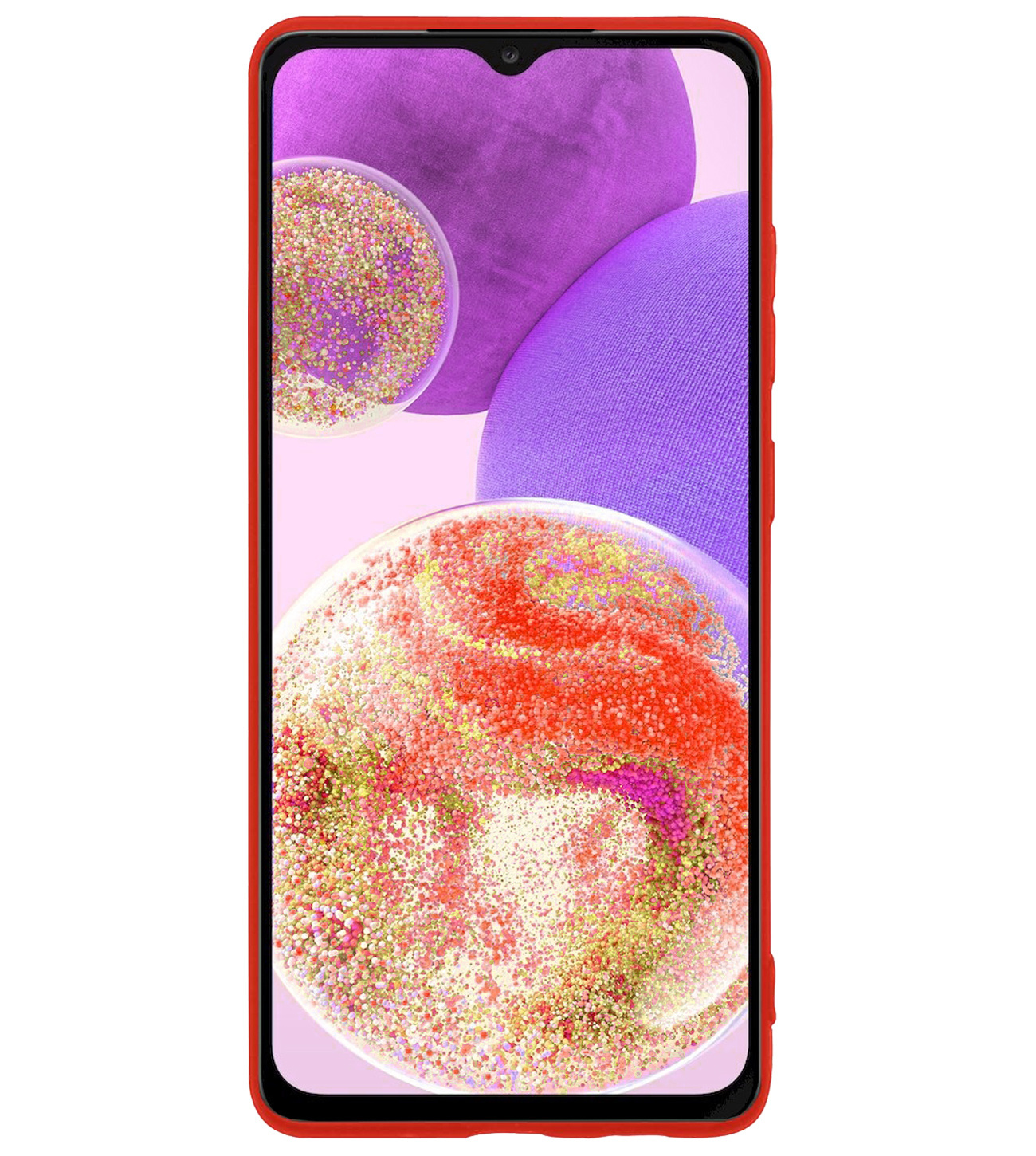 BASEY. Hoes Geschikt voor Samsung A23 Hoesje Siliconen Back Cover Case Met Screenprotector - Hoesje Geschikt voor Samsung Galaxy A23 Hoes Cover Hoesje - Rood