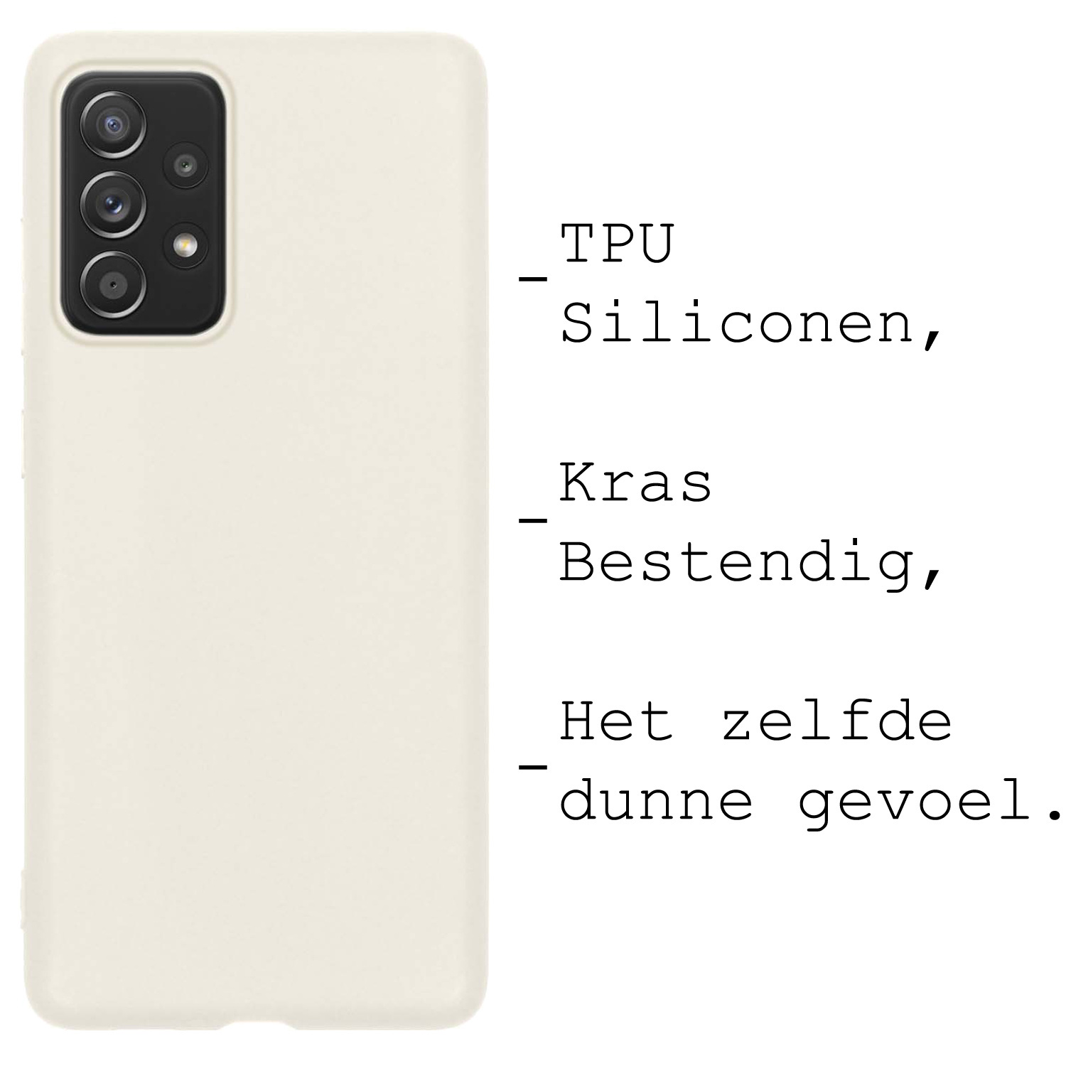 BASEY. Hoes Geschikt voor Samsung A23 Hoesje Siliconen Back Cover Case Met Screenprotector - Hoesje Geschikt voor Samsung Galaxy A23 Hoes Cover Hoesje - Wit