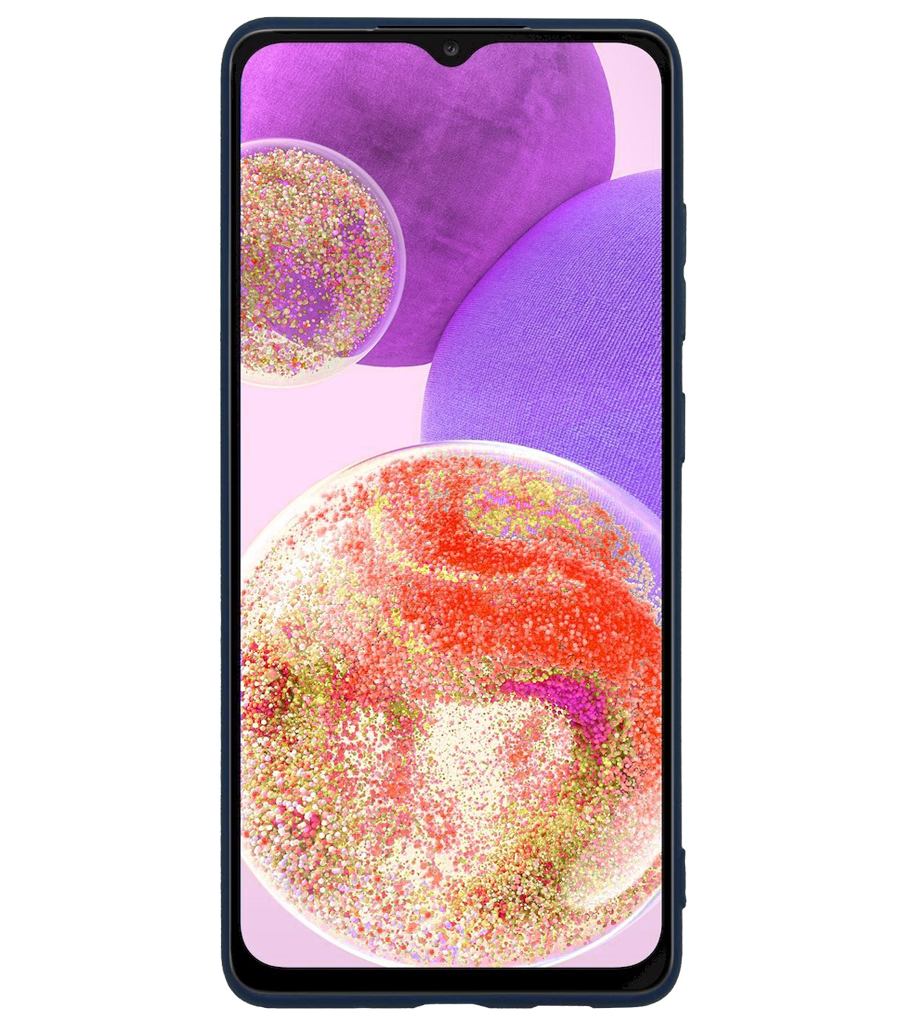 BASEY. Hoes Geschikt voor Samsung A23 Hoesje Siliconen Back Cover Case Met 2x Screenprotector - Hoesje Geschikt voor Samsung Galaxy A23 Hoes Cover Hoesje - Donkerblauw