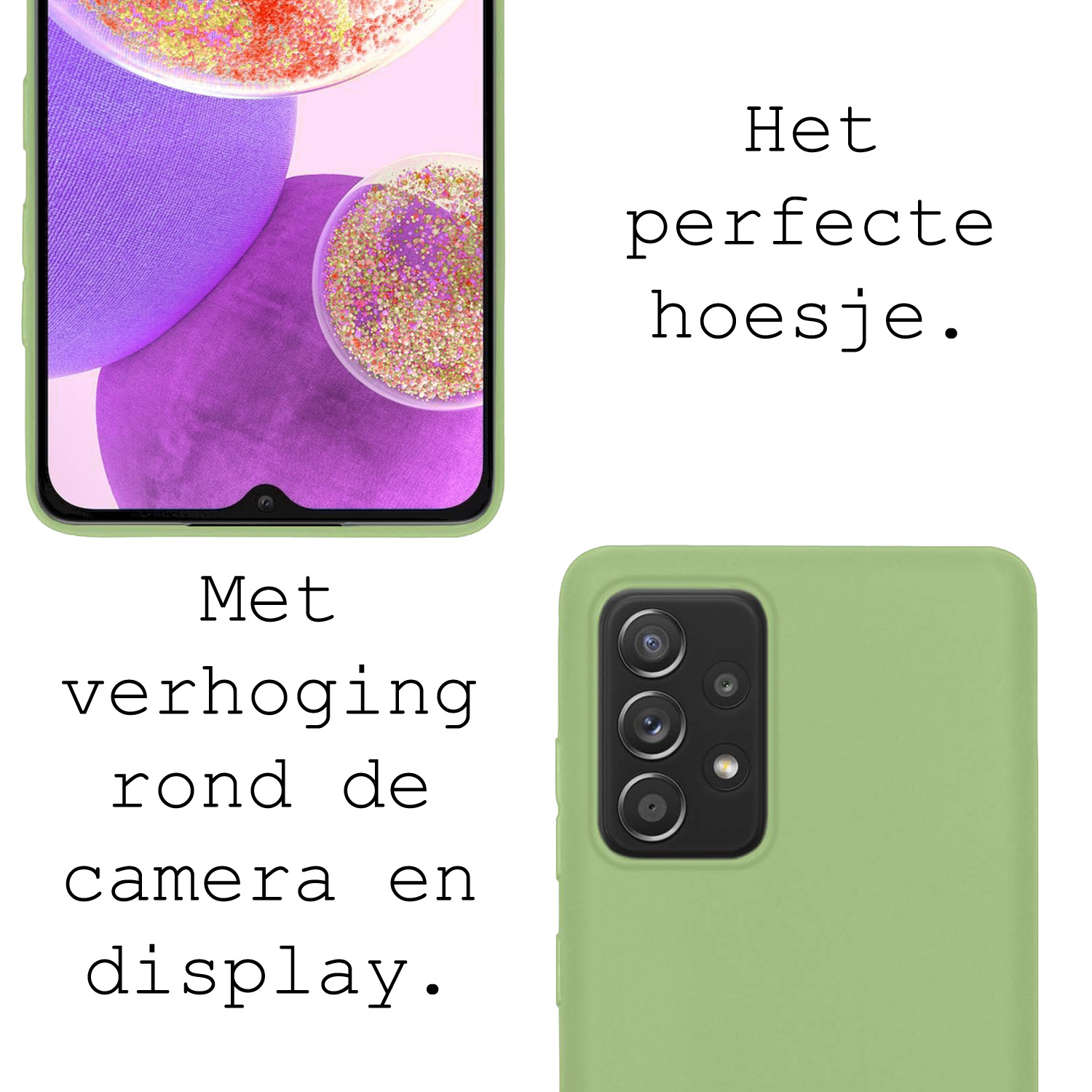 BASEY. Hoes Geschikt voor Samsung A23 Hoesje Siliconen Back Cover Case Met 2x Screenprotector - Hoesje Geschikt voor Samsung Galaxy A23 Hoes Cover Hoesje - Groen
