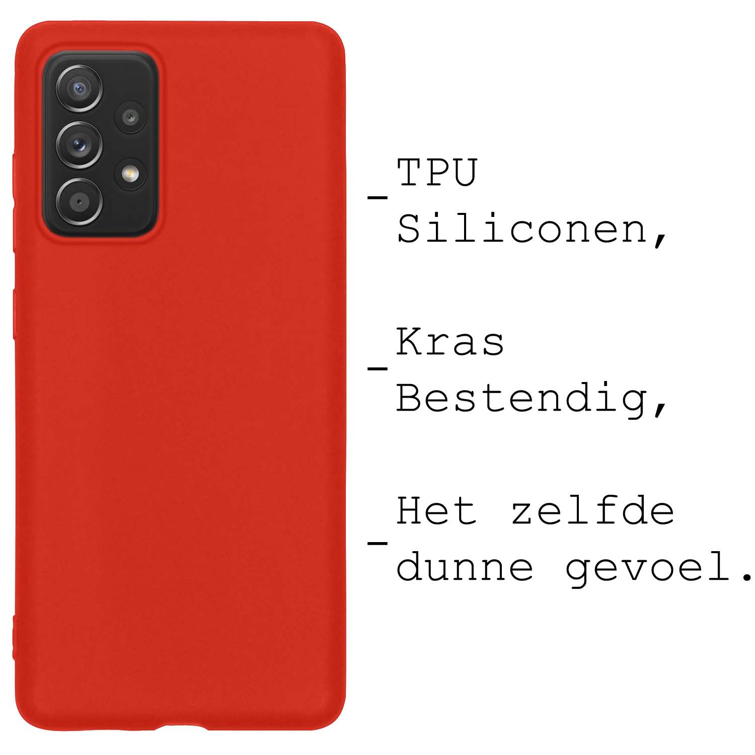 BASEY. Hoes Geschikt voor Samsung A23 Hoesje Siliconen Back Cover Case Met 2x Screenprotector - Hoesje Geschikt voor Samsung Galaxy A23 Hoes Cover Hoesje - Rood