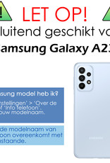 NoXx Hoes Geschikt voor Samsung A23 Hoesje Cover Siliconen Back Case Hoes Met 2x Screenprotector - Zwart