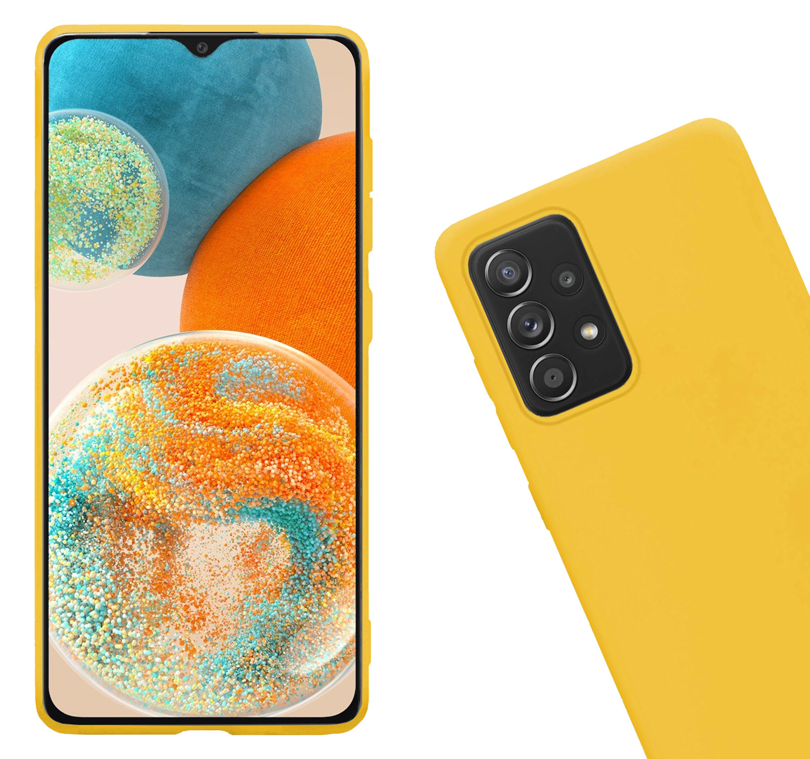 Nomfy Hoesje Geschikt voor Samsung A23 Hoesje Siliconen Cover Case Met Screenprotector - Hoes Geschikt voor Samsung Galaxy A23 Hoes Back Case - Geel