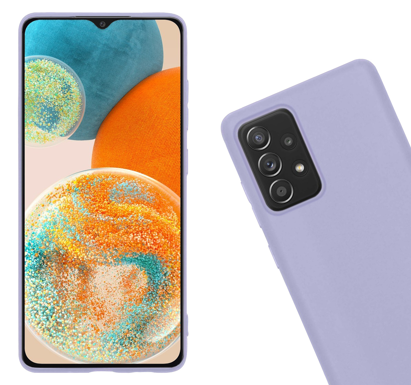 Nomfy Hoesje Geschikt voor Samsung A23 Hoesje Siliconen Cover Case Met Screenprotector - Hoes Geschikt voor Samsung Galaxy A23 Hoes Back Case - Lila