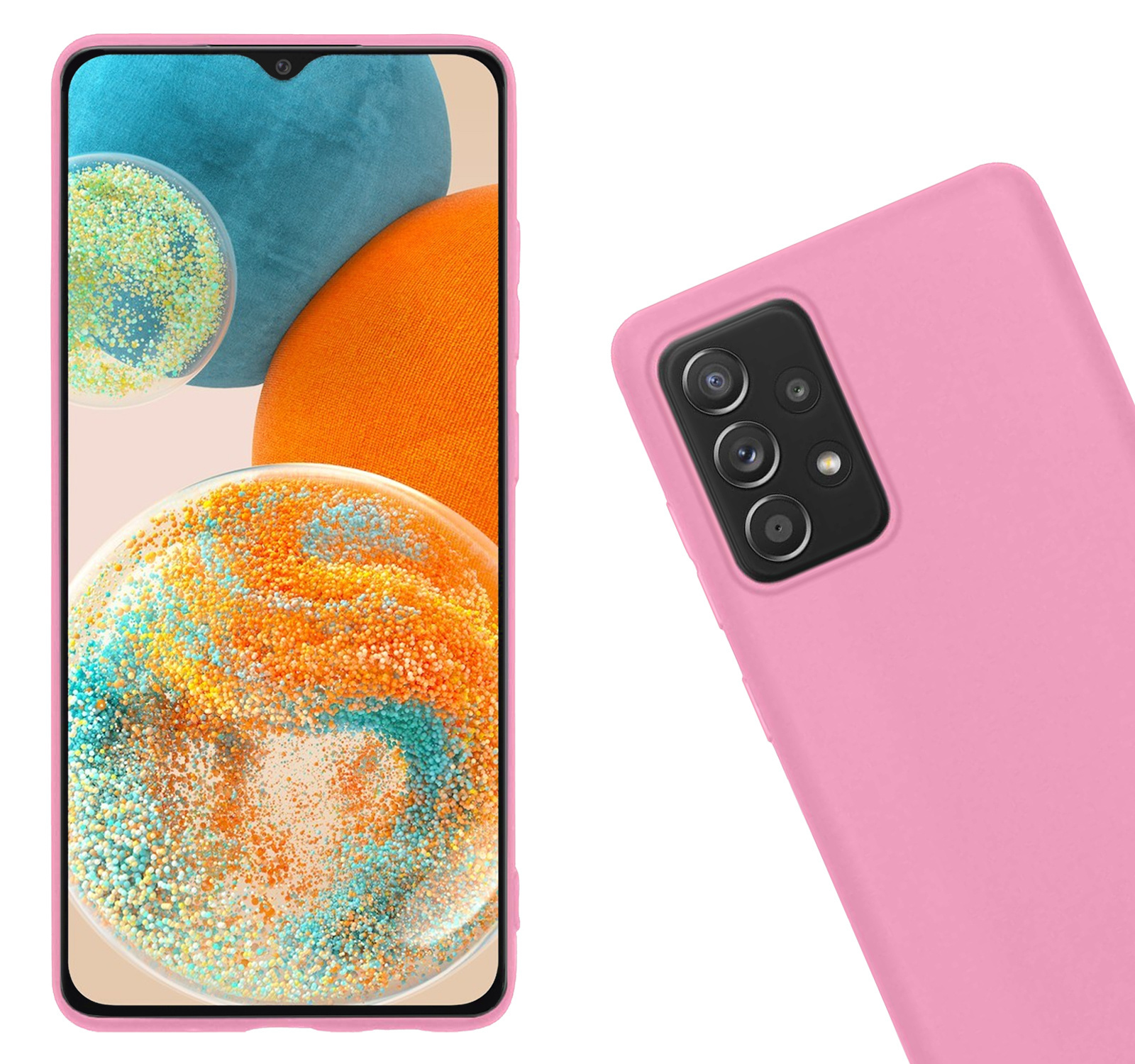 Nomfy Hoesje Geschikt voor Samsung A23 Hoesje Siliconen Cover Case Met 2x Screenprotector - Hoes Geschikt voor Samsung Galaxy A23 Hoes Back Case - Lichtroze