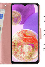 BASEY. Hoes Geschikt voor Samsung A23 Hoesje Bookcase Hoes Flip Case Book Cover Met 2x Screenprotector - Hoesje Geschikt voor Samsung Galaxy A23 Hoes Book Case Hoesje - Rosé goud