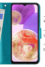 BASEY. Hoes Geschikt voor Samsung A23 Hoesje Bookcase Hoes Flip Case Book Cover Met 2x Screenprotector - Hoesje Geschikt voor Samsung Galaxy A23 Hoes Book Case Hoesje - Turquoise