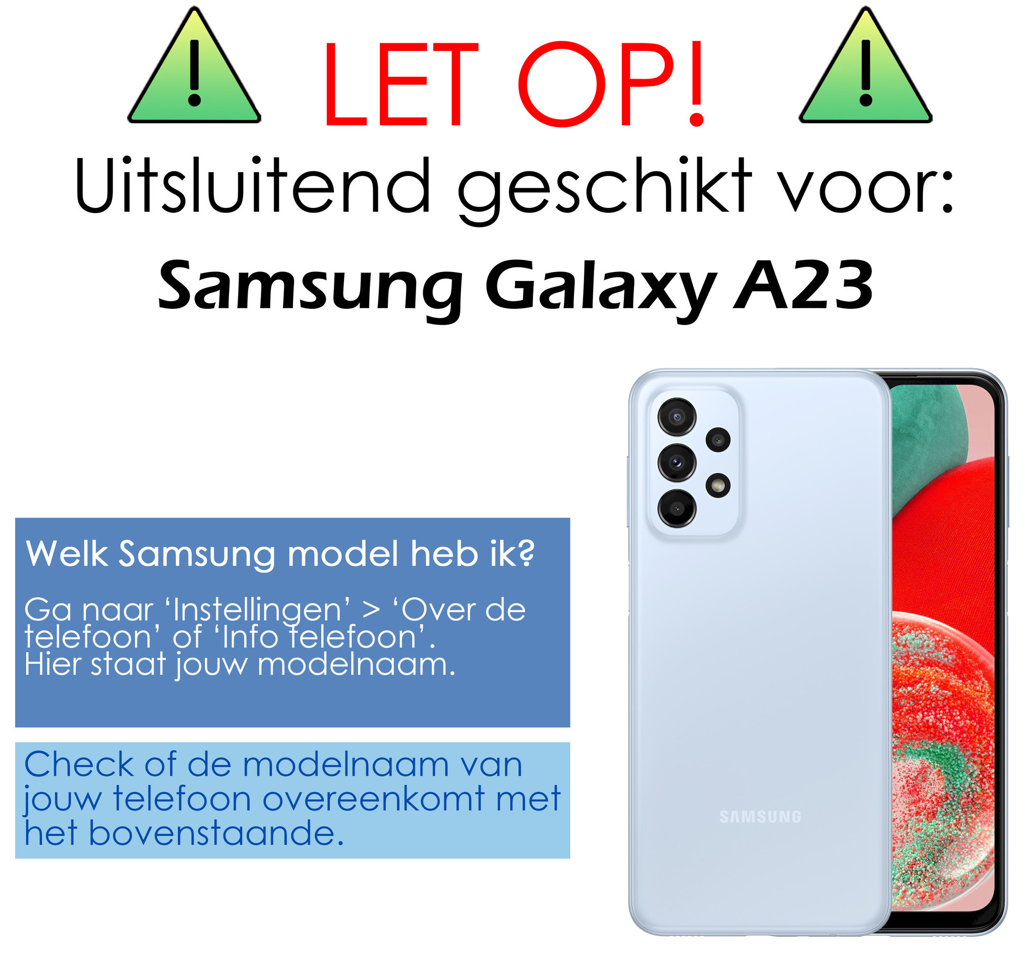 Hoes Geschikt voor Samsung A23 Hoesje Book Case Hoes Flip Cover Wallet Bookcase Met Screenprotector - Turquoise