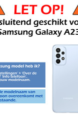Hoesje Geschikt voor Samsung A23 Hoes Bookcase Flipcase Book Cover Met Screenprotector - Hoes Geschikt voor Samsung Galaxy A23 Hoesje Book Case - Bruin
