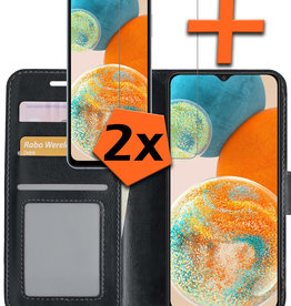 Nomfy Nomfy Samsung Galaxy A23 Hoesje Bookcase Zwart Met 2x Screenprotector