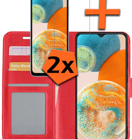 Nomfy Samsung Galaxy A23 Hoesje Bookcase Rood Met 2x Screenprotector