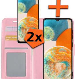 Nomfy Nomfy Samsung Galaxy A23 Hoesje Bookcase Lichtroze Met 2x Screenprotector