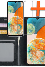 Nomfy Hoesje Geschikt voor Samsung A23 Hoes Bookcase Flipcase Book Cover Met Screenprotector - Hoes Geschikt voor Samsung Galaxy A23 Hoesje Book Case - Zwart