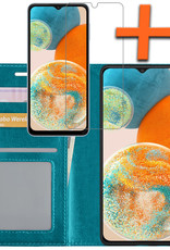 Nomfy Hoesje Geschikt voor Samsung A23 Hoes Bookcase Flipcase Book Cover Met Screenprotector - Hoes Geschikt voor Samsung Galaxy A23 Hoesje Book Case - Turquoise