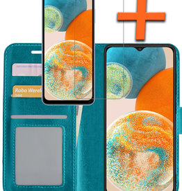 Nomfy Samsung Galaxy A23 Hoesje Bookcase Turquoise Met Screenprotector