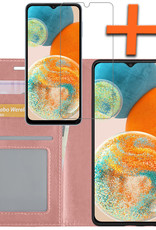 Nomfy Hoesje Geschikt voor Samsung A23 Hoes Bookcase Flipcase Book Cover Met Screenprotector - Hoes Geschikt voor Samsung Galaxy A23 Hoesje Book Case - Rosé goud