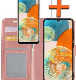 Nomfy Samsung Galaxy A23 Hoesje Bookcase Rose goud Met Screenprotector