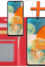Nomfy Hoesje Geschikt voor Samsung A23 Hoes Bookcase Flipcase Book Cover Met Screenprotector - Hoes Geschikt voor Samsung Galaxy A23 Hoesje Book Case - Rood