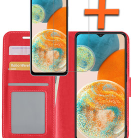 Nomfy Nomfy Samsung Galaxy A23 Hoesje Bookcase Rood Met Screenprotector