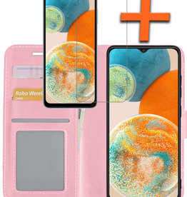 Nomfy Nomfy Samsung Galaxy A23 Hoesje Bookcase Lichtroze Met Screenprotector