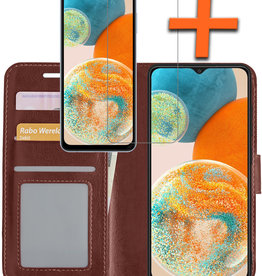 Nomfy Nomfy Samsung Galaxy A23 Hoesje Bookcase Bruin Met Screenprotector