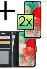 NoXx Hoes Geschikt voor Samsung A23 Hoesje Book Case Hoes Flip Cover Wallet Bookcase Met 2x Screenprotector - Zwart
