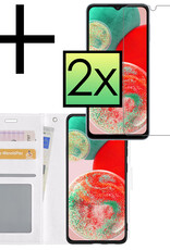 NoXx Hoes Geschikt voor Samsung A23 Hoesje Book Case Hoes Flip Cover Wallet Bookcase Met 2x Screenprotector - Wit