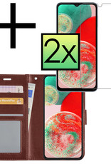 Samsung Galaxy A23 Hoesje Book Case Hoes Flip Cover Bookcase 2x Met Screenprotector - Bruin