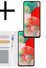 NoXx Hoes Geschikt voor Samsung A23 Hoesje Book Case Hoes Flip Cover Wallet Bookcase Met Screenprotector - Wit