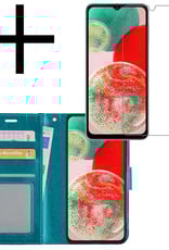 NoXx Hoes Geschikt voor Samsung A23 Hoesje Book Case Hoes Flip Cover Wallet Bookcase Met Screenprotector - Turquoise