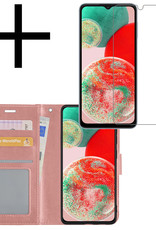NoXx Hoes Geschikt voor Samsung A23 Hoesje Book Case Hoes Flip Cover Wallet Bookcase Met Screenprotector - Rosé goud