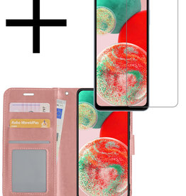 NoXx NoXx Samsung Galaxy A23 Hoesje Bookcase Rose goud Met Screenprotector