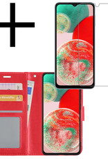NoXx Hoes Geschikt voor Samsung A23 Hoesje Book Case Hoes Flip Cover Wallet Bookcase Met Screenprotector - Rood