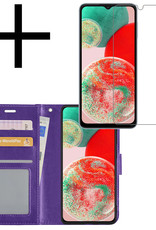 NoXx Hoes Geschikt voor Samsung A23 Hoesje Book Case Hoes Flip Cover Wallet Bookcase Met Screenprotector - Paars