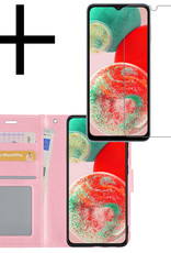 NoXx Hoes Geschikt voor Samsung A23 Hoesje Book Case Hoes Flip Cover Wallet Bookcase Met Screenprotector - Lichtroze