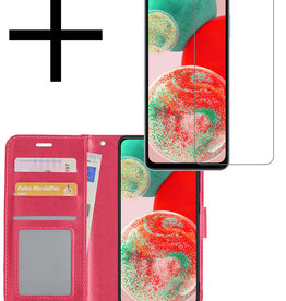 NoXx NoXx Samsung Galaxy A23 Hoesje Bookcase Donkerroze Met Screenprotector